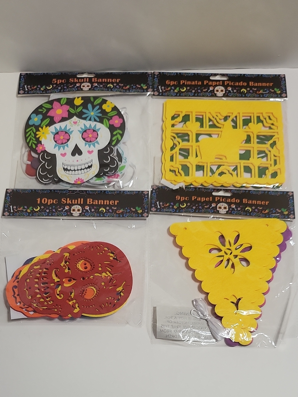 Colorful Felt Papel Picado Banners - Yellow & Multicolor